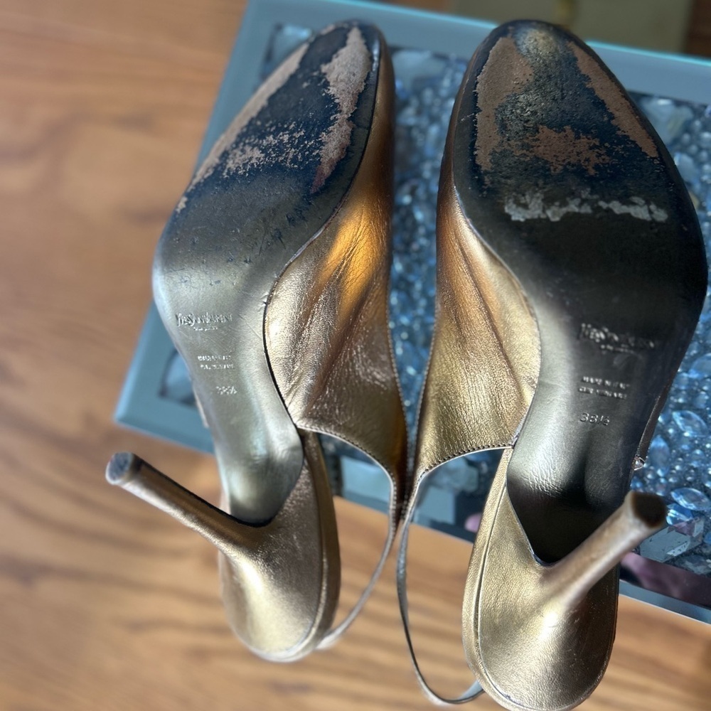 YSL Vintage Gold Slingback - Picture 4 of 11